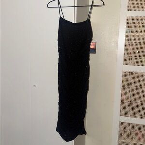 Elegant Black Sparkle Spaghetti Strap Dress